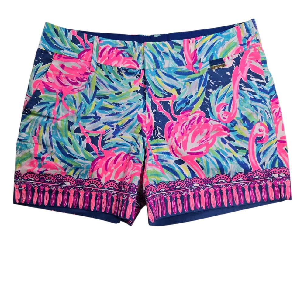 Lilly Pulitzer Flamenco Beach Callan Flamingo Cotton‎ Short 5" Inseam